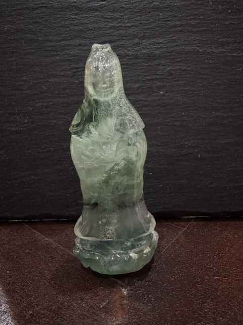 古玩玉器螢石雕“觀音”擺件真品鑒賞圖