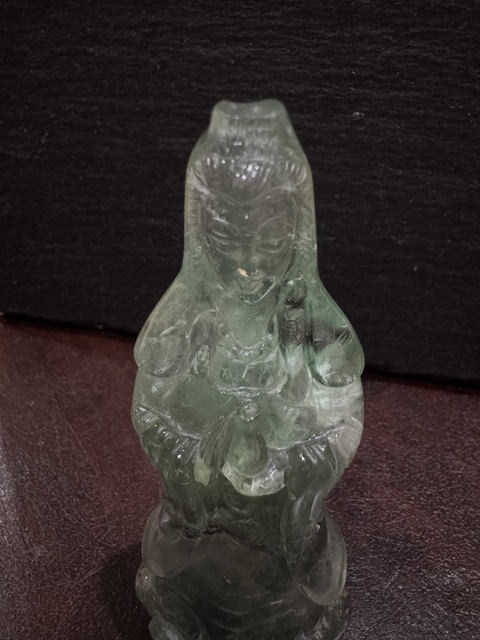 古玩玉器螢石雕“觀音”擺件真品鑒賞圖