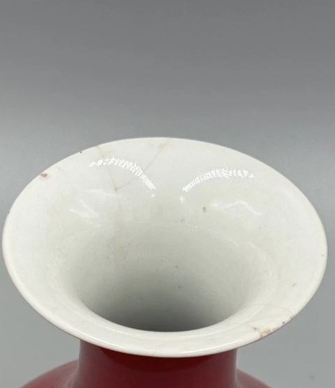 古玩陶瓷胭脂紅釉玉壺春瓶真品鑒賞圖