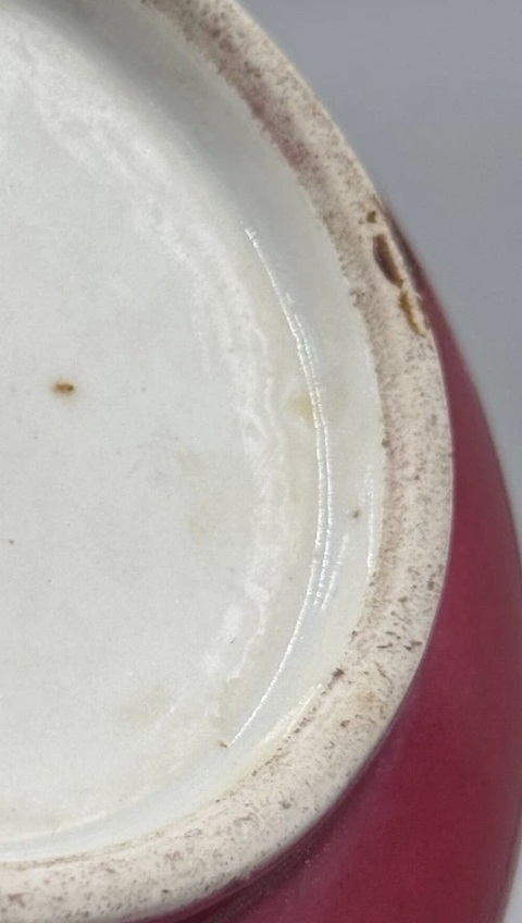 古玩陶瓷胭脂紅釉玉壺春瓶真品鑒賞圖