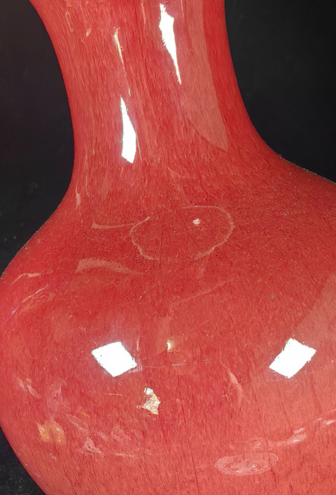 古玩陶瓷郎紅釉撇口瓶真品鑒賞圖