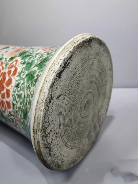 古玩陶瓷晚清五彩花觚真品鑒賞圖