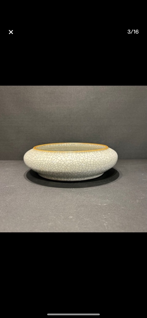 古玩陶瓷哥釉鏜鑼洗真品鑒賞圖