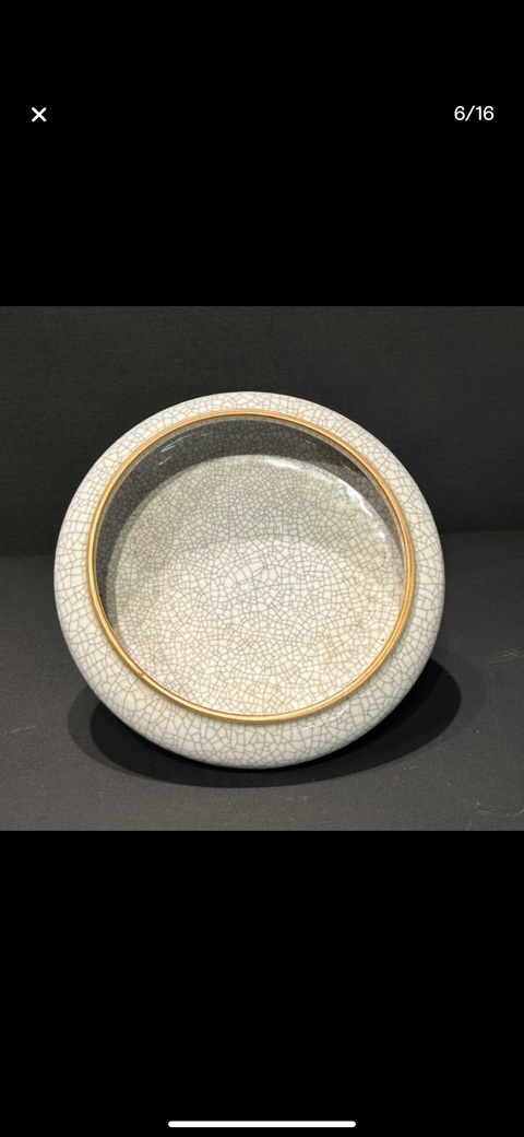 古玩陶瓷哥釉鏜鑼洗真品鑒賞圖