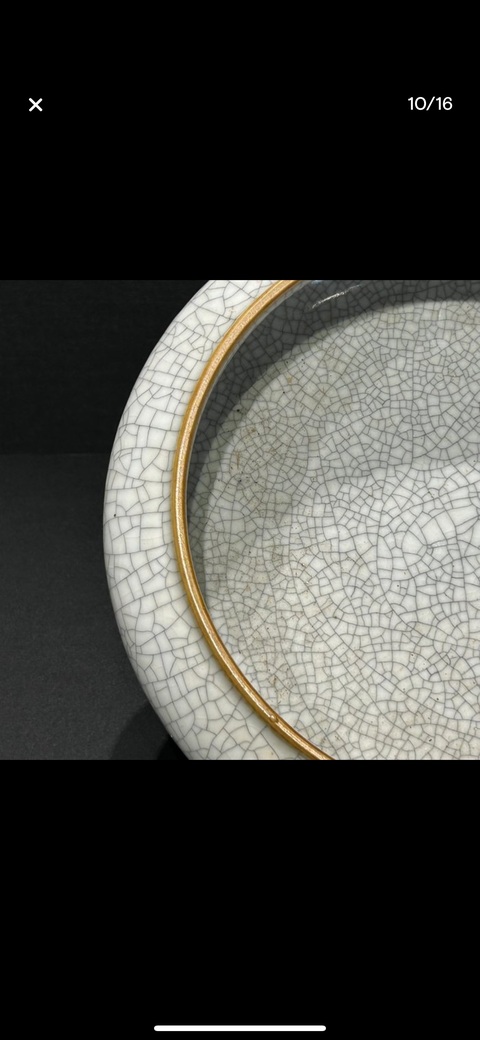 古玩陶瓷哥釉鏜鑼洗真品鑒賞圖