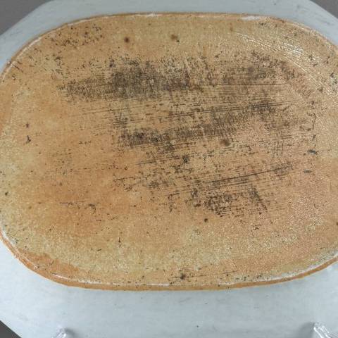 古玩陶瓷花卉紋青花礬紅盤真品鑒賞圖