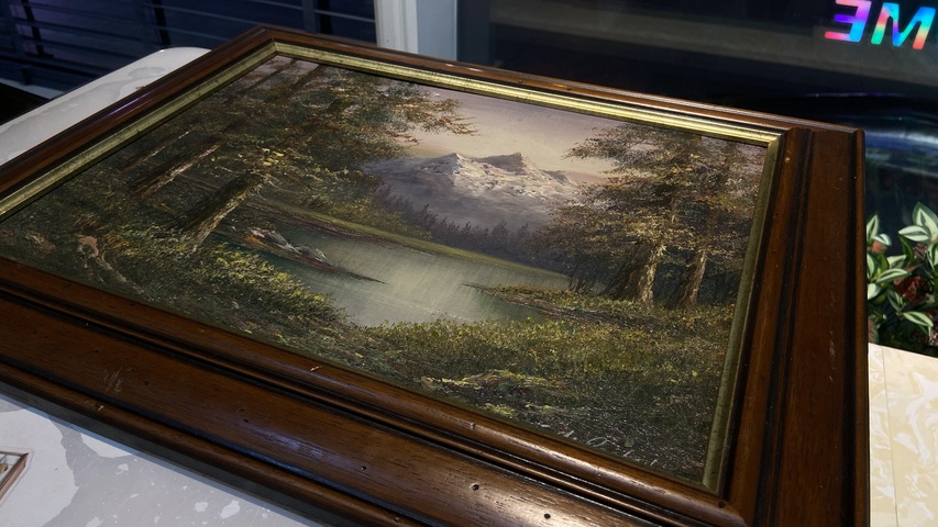 古玩字畫老油畫風景真品鑒賞圖