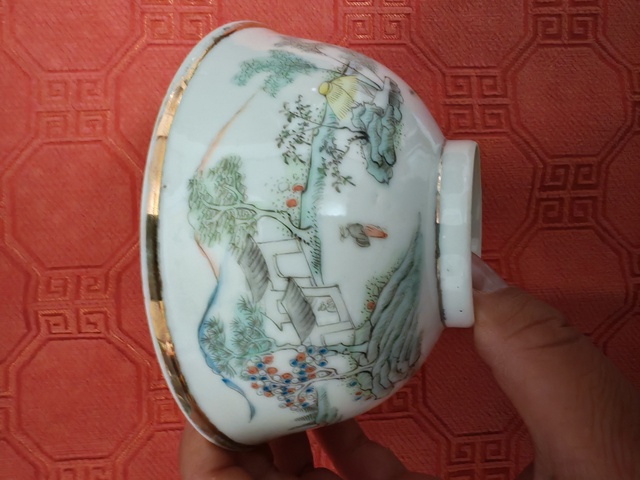 古玩陶瓷淺絳彩山水人物碗拍賣，當(dāng)前價格2300元