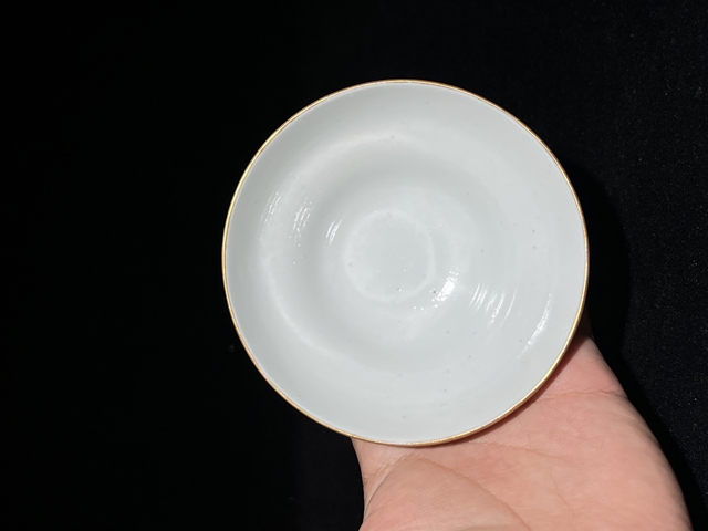 古玩陶瓷胭脂紅釉折腰盞（后加彩）真品鑒賞圖