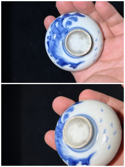 古玩陶瓷清早期青花山水花卉紋印泥盒拍賣，當前價格800元