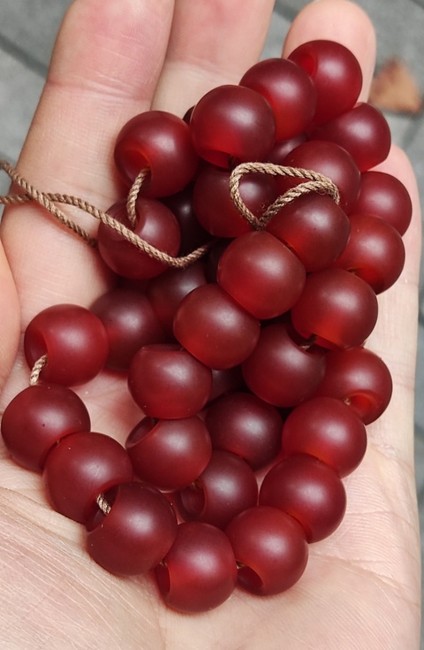 古玩字畫老瑪瑙佛珠串真品鑒賞圖