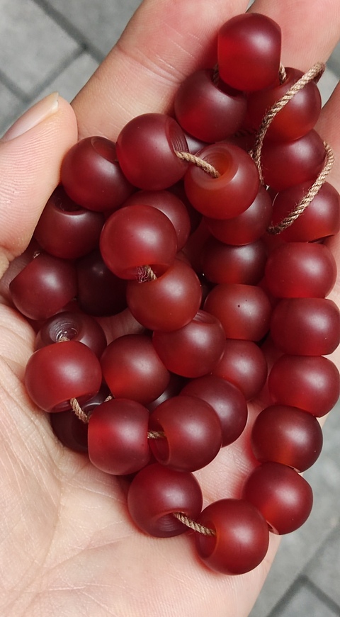 古玩字畫老瑪瑙佛珠串真品鑒賞圖