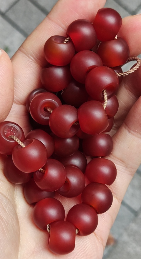 古玩字畫老瑪瑙佛珠串真品鑒賞圖