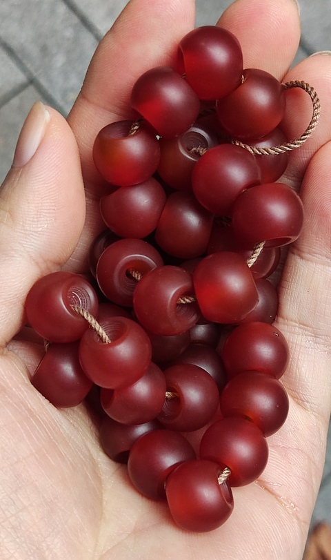 古玩字畫老瑪瑙佛珠串真品鑒賞圖