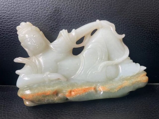 古玩玉器和田玉雕“觀音擺件”真品鑒賞圖