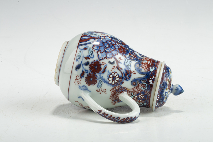 古玩陶瓷清康熙·青花加彩花卉紋蓋壺拍賣，當(dāng)前價(jià)格899元