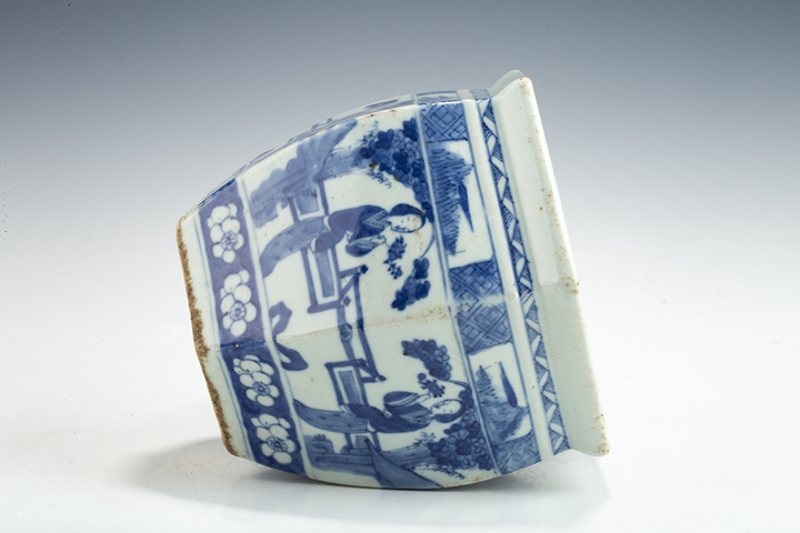 古玩陶瓷清晚·青花仕女花卉紋六方案缸拍賣，當前價格1764元