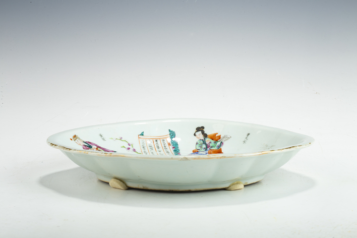 古玩陶瓷清晚·粉彩無雙譜人物詩文供盤拍賣，當前價格1164元