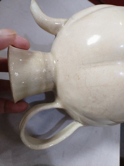 古玩陶瓷青白釉瓜楞執壺真品鑒賞圖