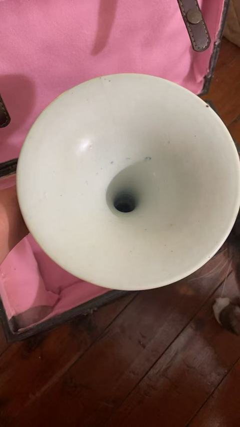 古玩陶瓷斗彩夔龍紋花觚，模糊，偏老真品鑒賞圖