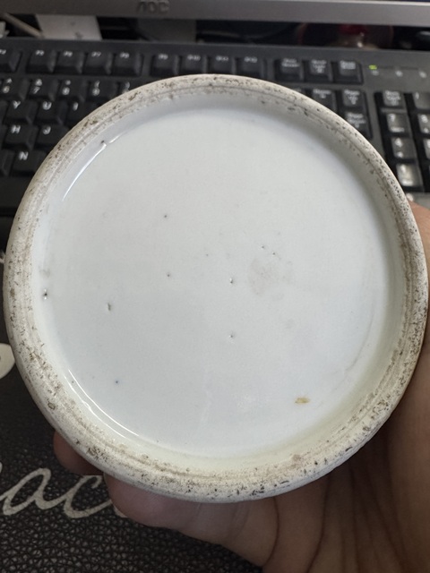 古玩陶瓷清晚期 青花山水人物紋水盂真品鑒賞圖