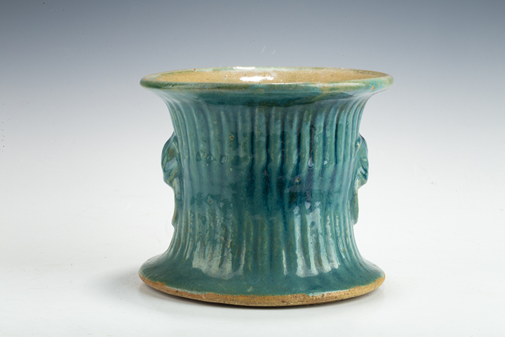 古玩陶瓷清晚·綠釉雙耳尊真品鑒賞圖