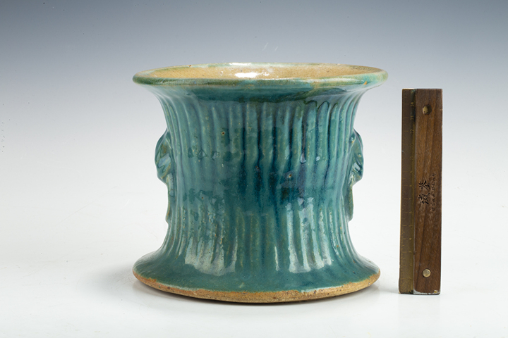 古玩陶瓷清晚·綠釉雙耳尊真品鑒賞圖