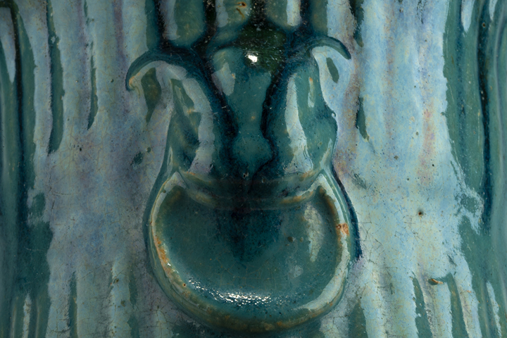 古玩陶瓷清晚·綠釉雙耳尊真品鑒賞圖