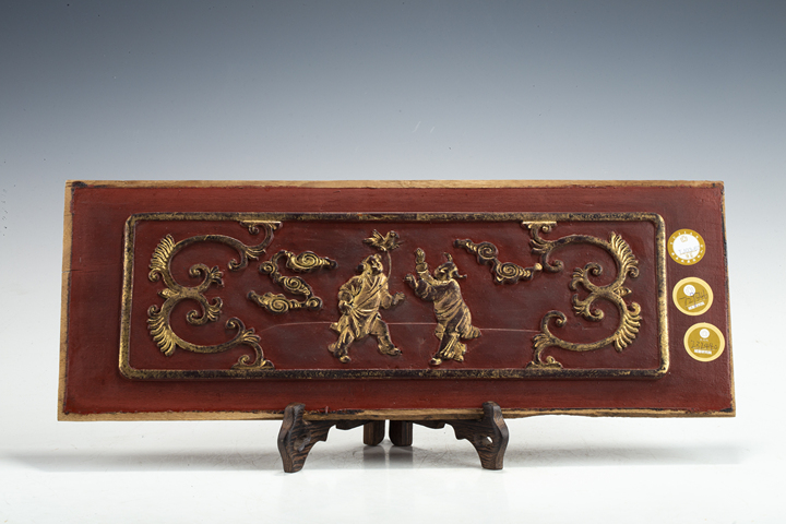 古玩雜項晚清民國·木漆金嬰戲紋花板真品鑒賞圖