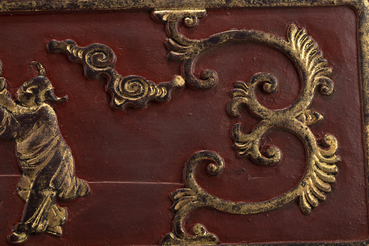 古玩雜項晚清民國·木漆金嬰戲紋花板真品鑒賞圖