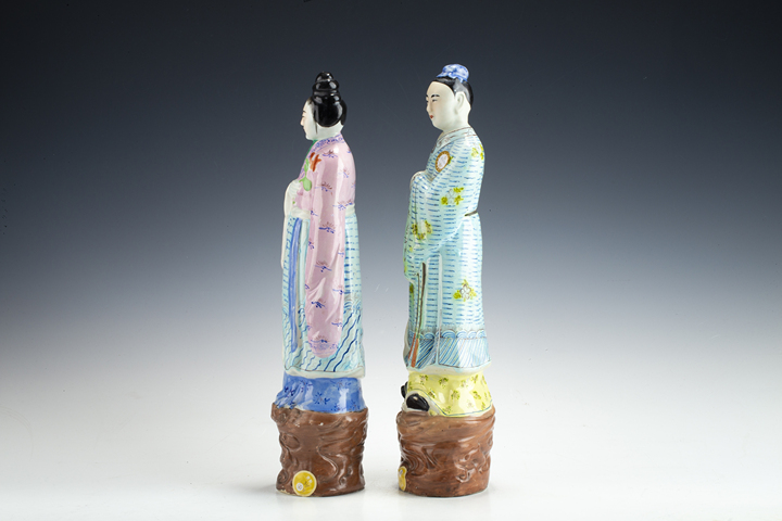 古玩陶瓷民國·粉彩韓湘子、何仙姑塑像拍賣，當前價格3188元