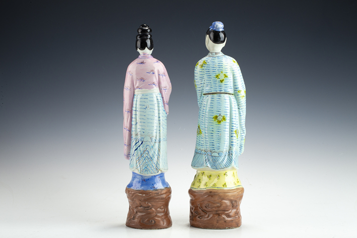 古玩陶瓷民國·粉彩韓湘子、何仙姑塑像拍賣，當前價格3188元