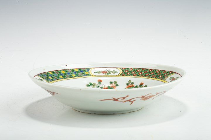 古玩陶瓷民國·五彩錦雞牡丹紋盤真品鑒賞圖