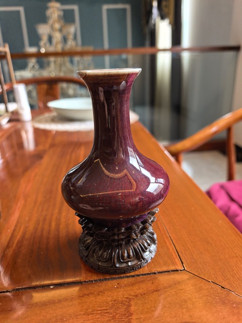 古玩陶瓷窯變紅釉荸薺瓶真品鑒賞圖