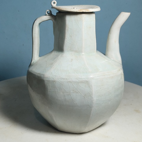 古玩陶瓷青白釉八方執壺真品鑒賞圖