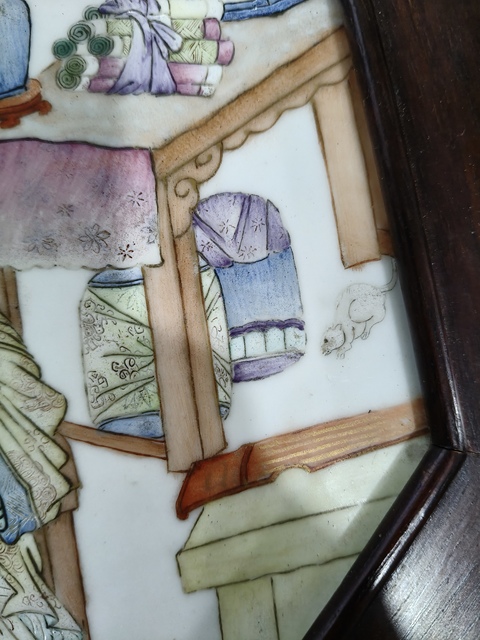 古玩陶瓷人物紋粉彩瓷板畫真品鑒賞圖