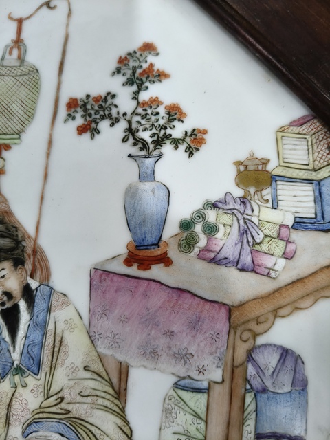 古玩陶瓷人物紋粉彩瓷板畫真品鑒賞圖