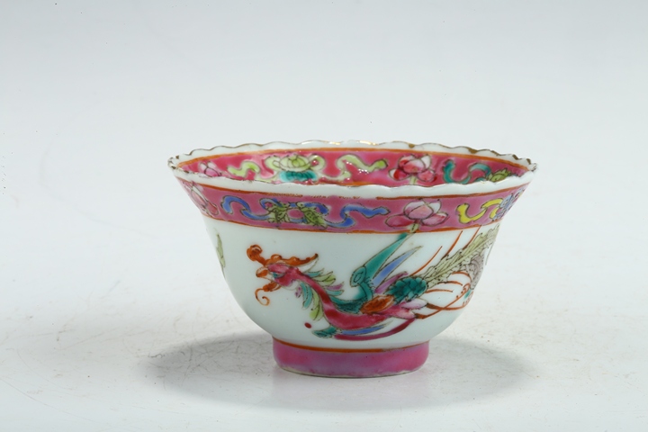 古玩陶瓷民國·粉彩鳳凰牡丹紋花口杯拍賣，當前價格1699元