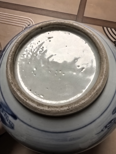 古玩陶瓷山水紋青花圈足缽式香爐真品鑒賞圖