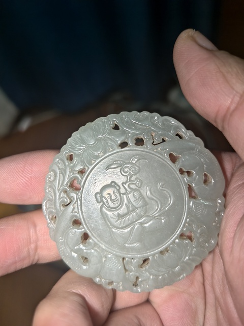 古玩玉器福壽紋玉牌真品鑒賞圖