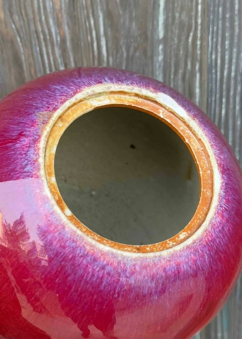 古玩陶瓷朱砂紅釉罐真品鑒賞圖