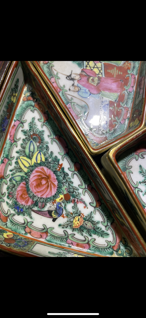 古玩陶瓷廣彩人物故事紋攢盤真品鑒賞圖