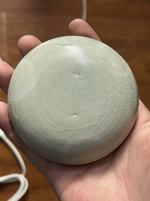 古玩陶瓷龍泉仿官青瓷蓋罐真品鑒賞圖