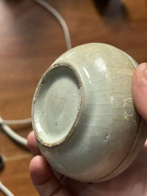 古玩陶瓷龍泉仿官青瓷蓋罐真品鑒賞圖