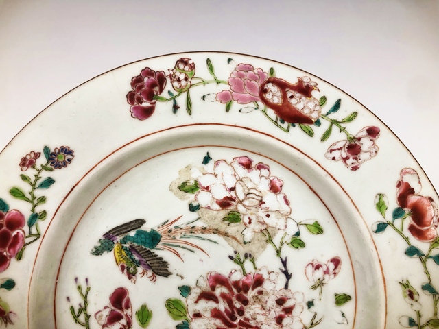 古玩陶瓷清雍正·粉彩錦雞花鳥盤拍賣，當前價格99元