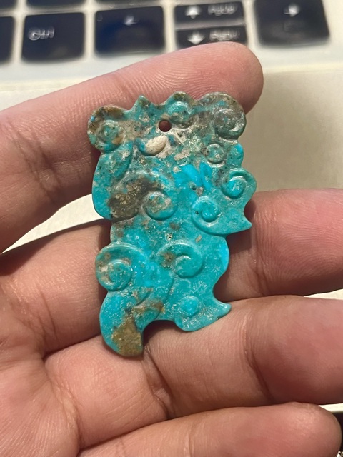 古玩玉器綠松石雕“螭虎佩”真品鑒賞圖