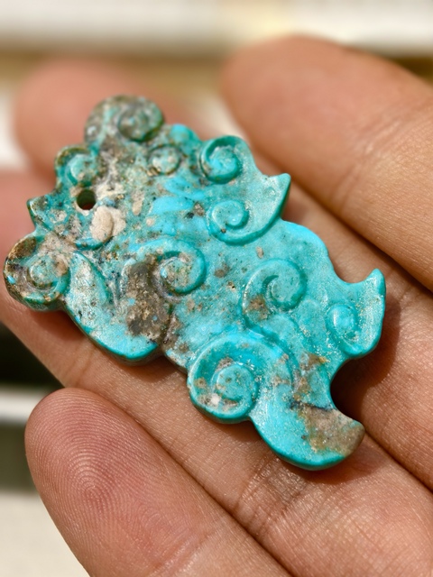 古玩玉器綠松石雕“螭虎佩”真品鑒賞圖