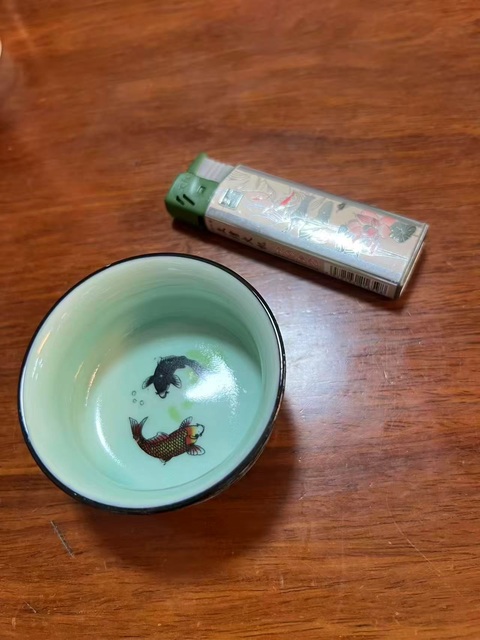 古玩陶瓷冬青釉粉彩山水人物杯拍賣，當前價格49800元