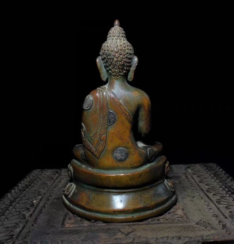 古玩銅器銅釋迦牟尼佛。真品鑒賞圖