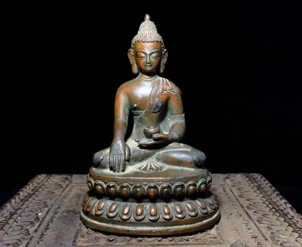 古玩銅器銅釋迦牟尼佛。真品鑒賞圖